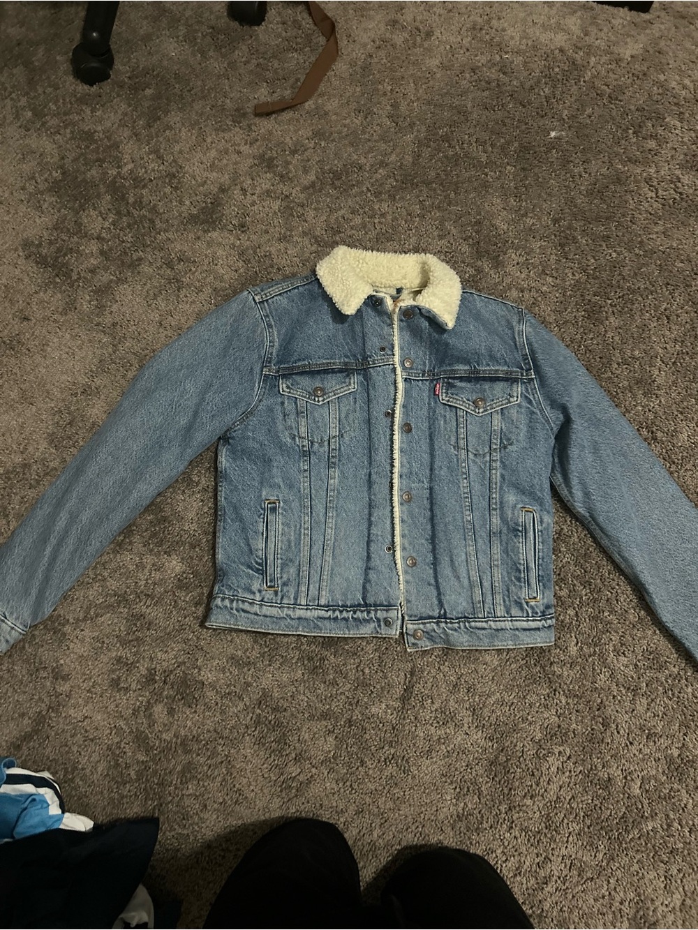 Levi's Light Blue Denim Jacket with Cream Sherpa Collar